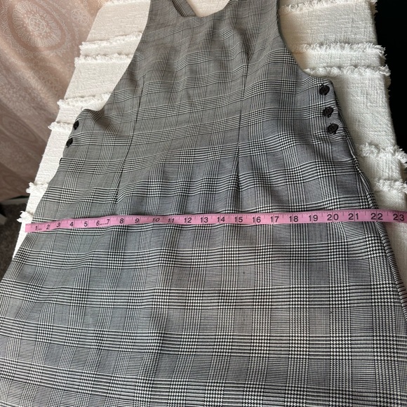 M.J. Carroll Vintage 90s Plaid Micro Houndstooth Gray Overall Jumper Dress Sz 14 - Picture 5 of 8